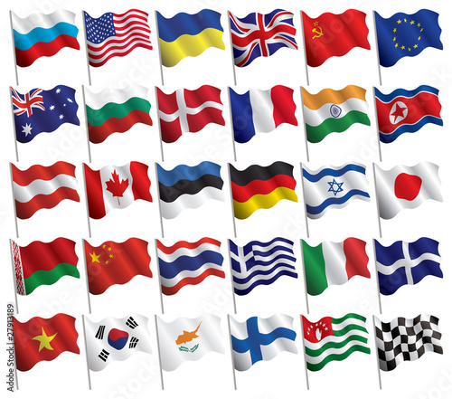 Set of flags with waves and gradients