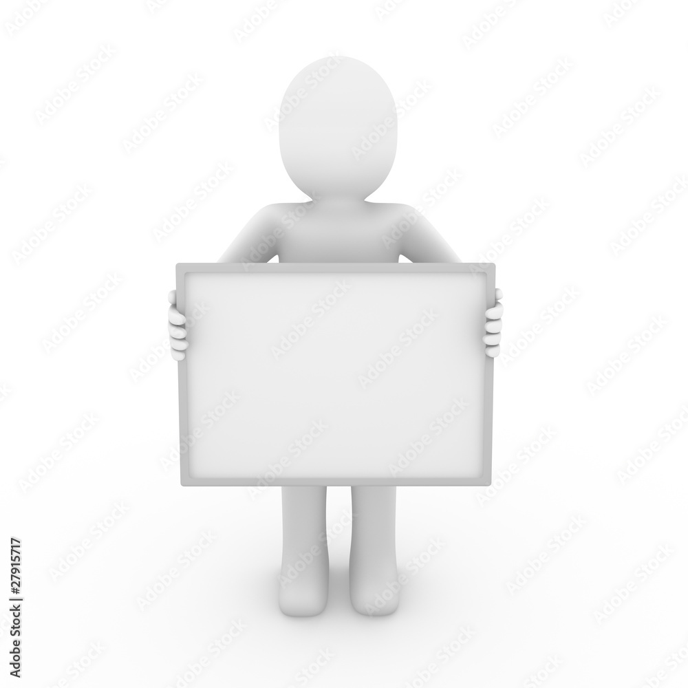 3d human billboard blank hand isolated white background 3d human billboard blank hand isolated white background