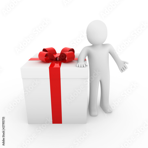3d human gift box red isola...