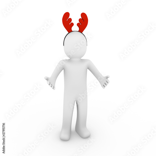 3d human reindeer horns red...