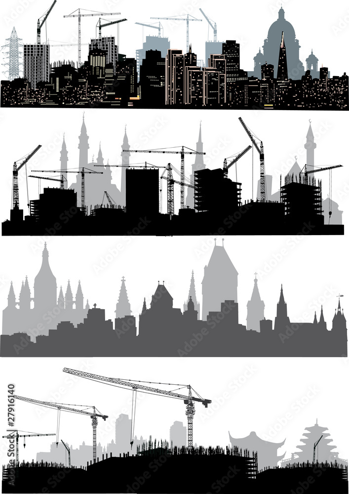 Fototapeta premium four cities silhouettes