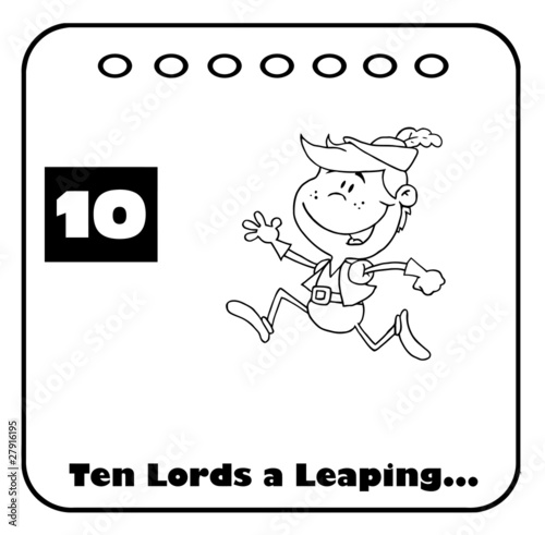 Outlined Twelve Days Of Christmas Calendar 10