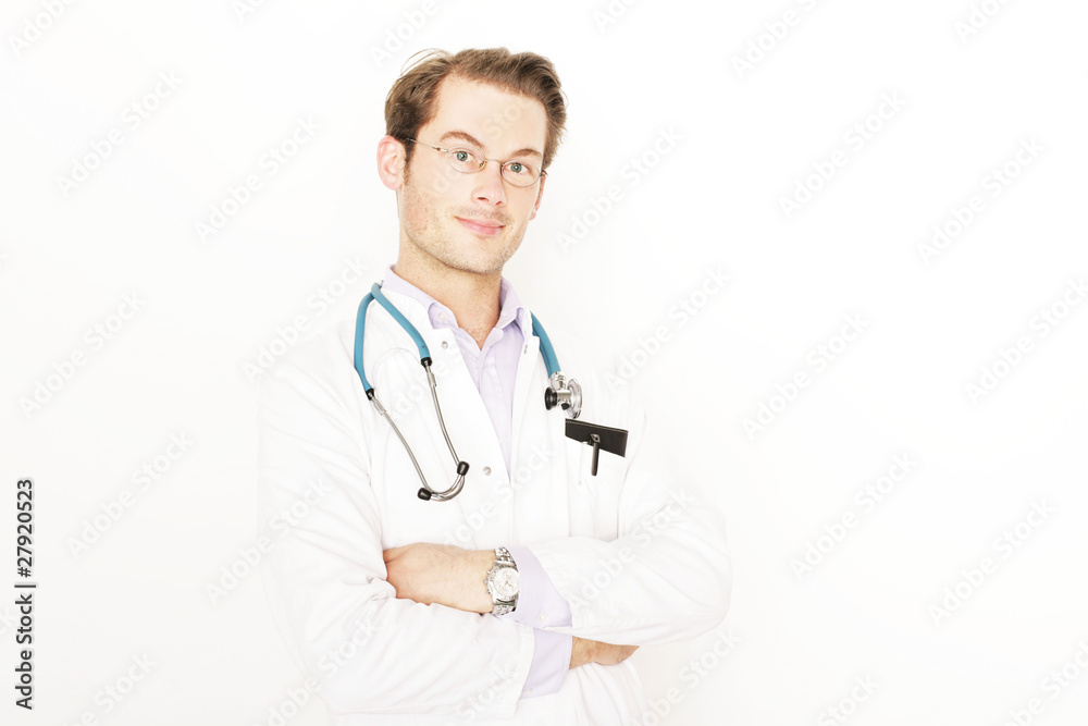 Arzt mit Kalender im Kittel
