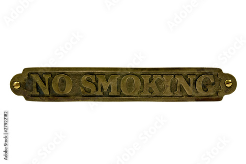 Slika na platnu brassy sign no smoking isolated on white background