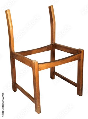 Skeleton wooden chair without a back and seat.