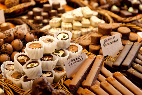 Selection of chocolate in a row photo