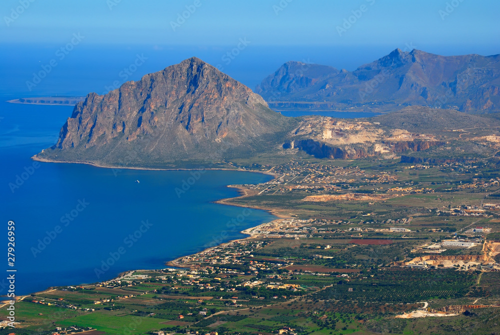 Gulf of Bonagia (mount Cofanor) view from Erice, Sicily