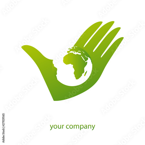 logo entreprise, main, terre