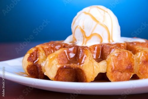 Waffle and ice cream