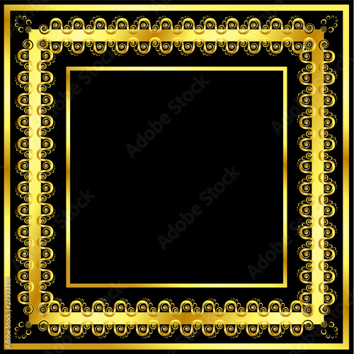 Gold pattern frame with waves and stars