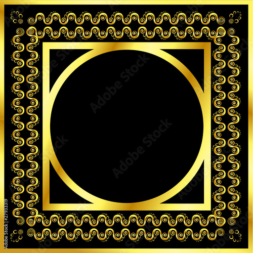 Gold pattern frame with waves and stars