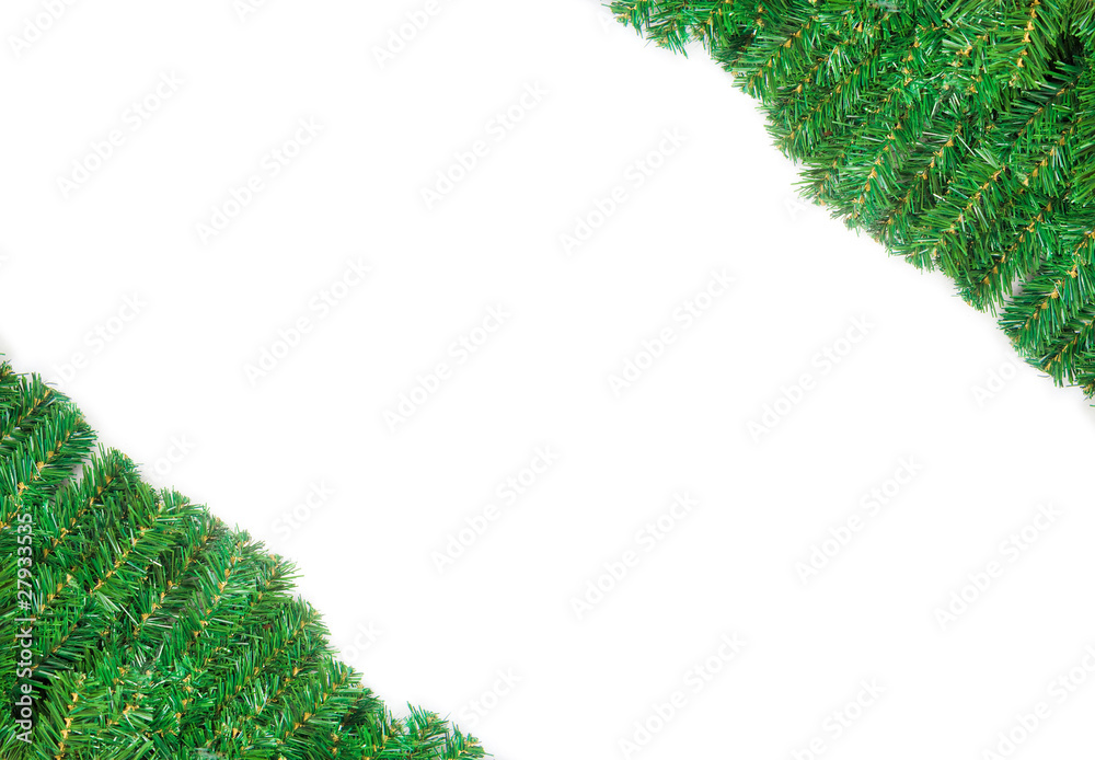 Fototapeta premium Christmas green framework isolated on white background