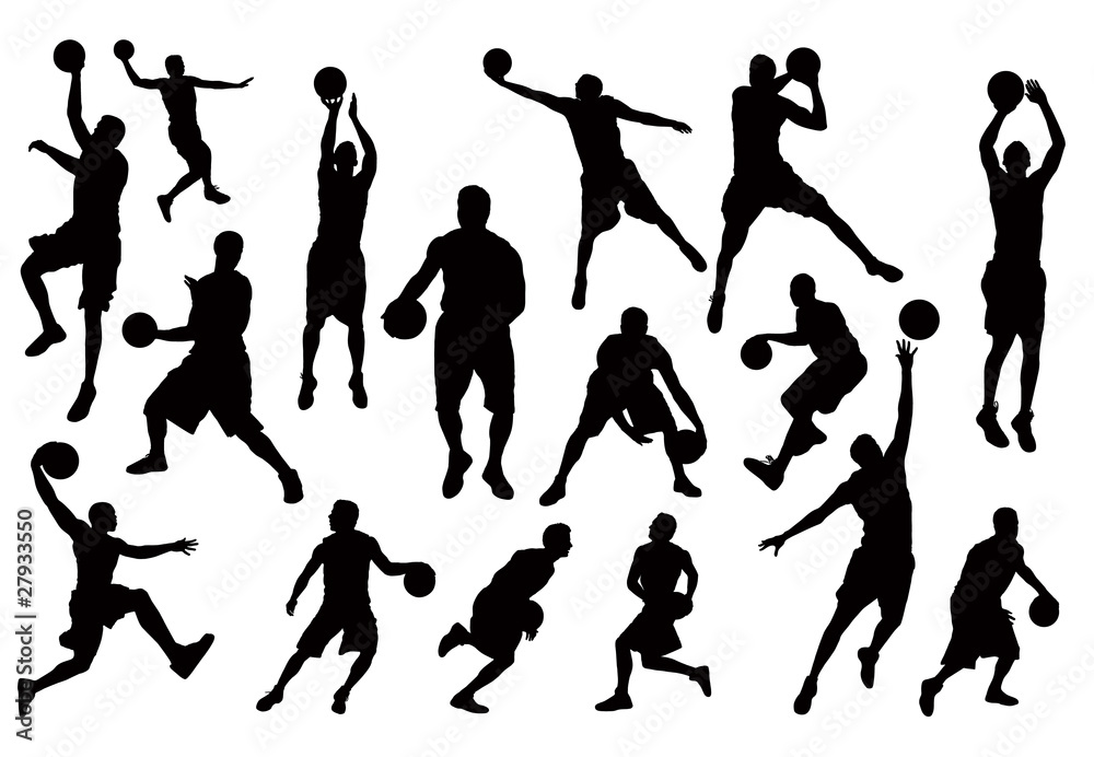 Obraz premium Silhouettes of Basketball Players Vector