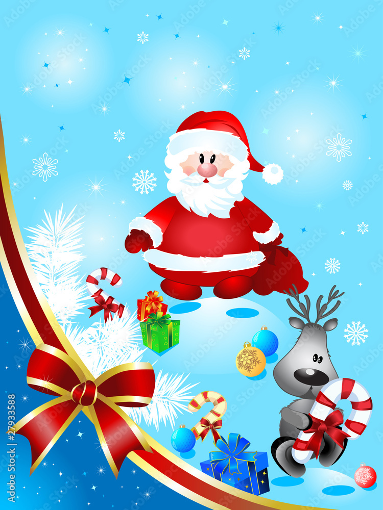 Santa Claus with deer, vector illustration Santa Claus with deer, vector illustration
