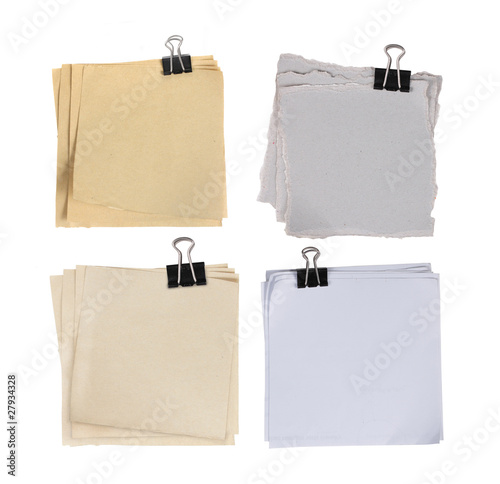 four different types of paper attached with paper clip
