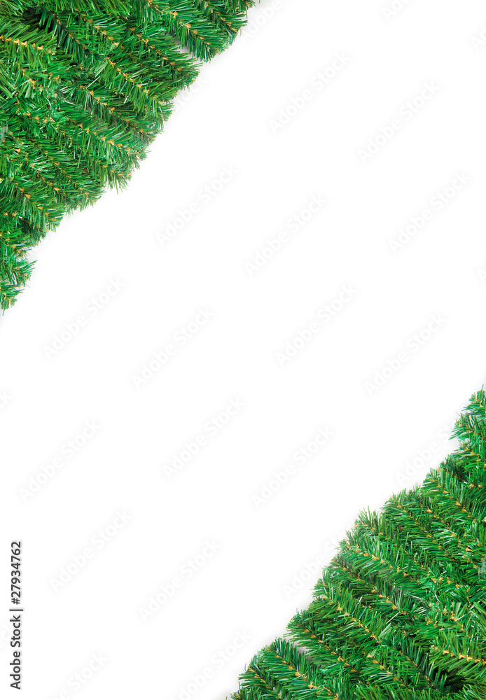 Fototapeta premium Christmas green framework isolated on white background