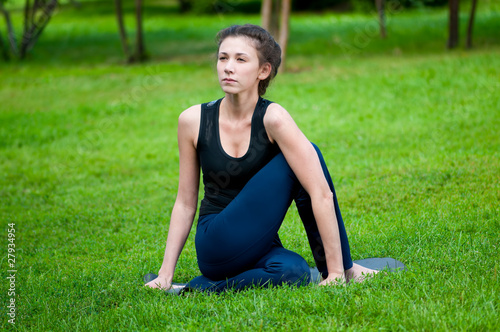 woman doing stretching exercise. Yoga