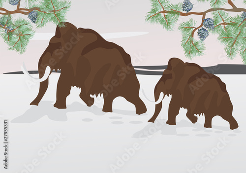 mammoth and pine tree