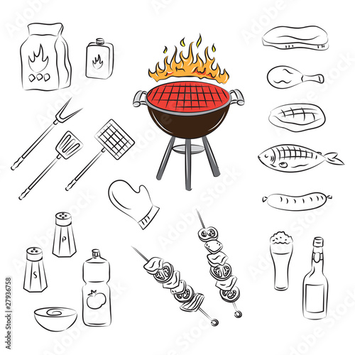 Vector barbecue party elements