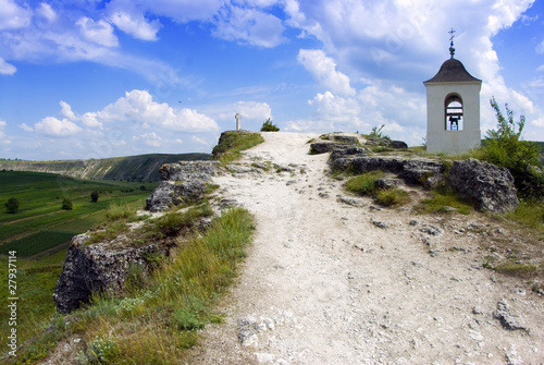 Old Orhei monastery bell tower and cross