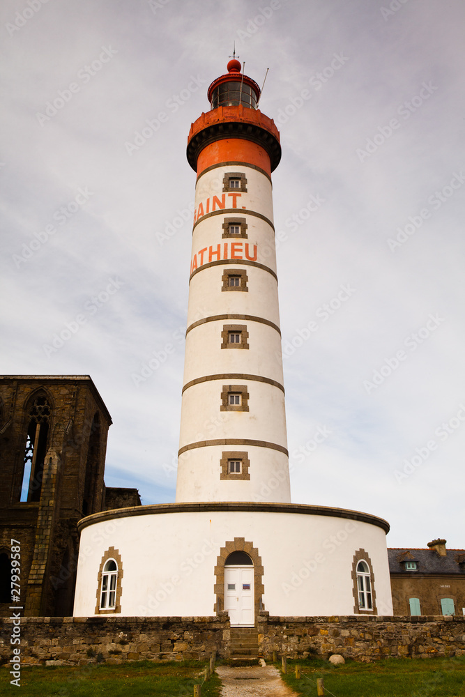 Lighthouse and ruin of monastery in Brittany Lighthouse and ruin of monastery in Brittany