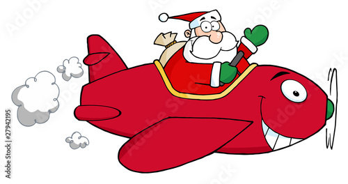 Santa Flying With Christmas Plane