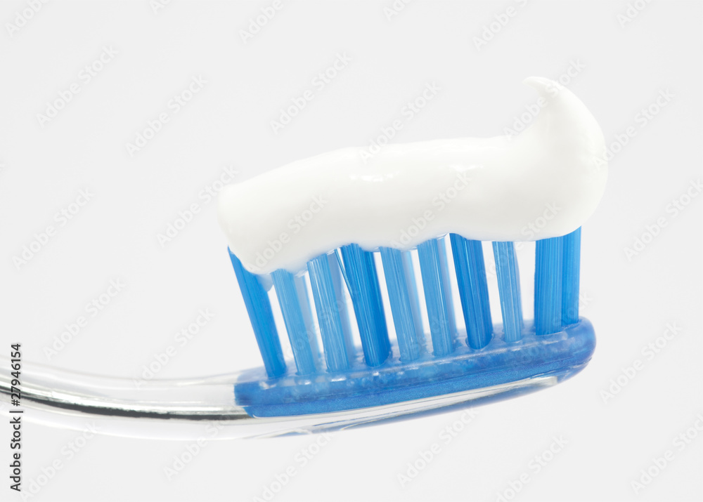 Toothpaste on toothbrush