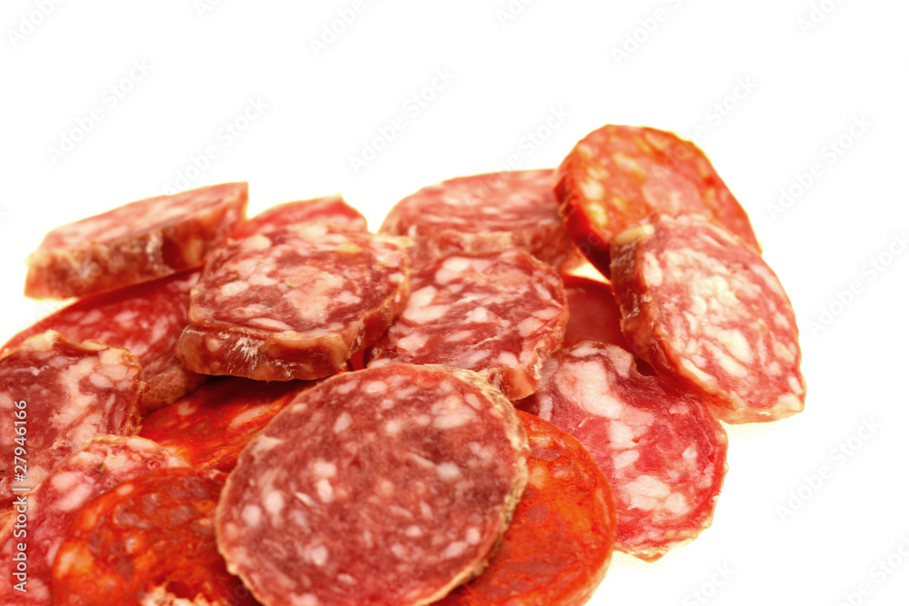 Sliced Le Ficele, Chotizo and Salami Sausages Sliced Le Ficele, Chotizo and Salami Sausages