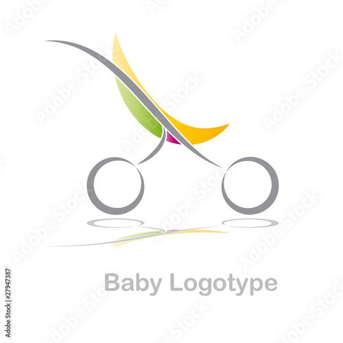 Logo colored stroller, child born