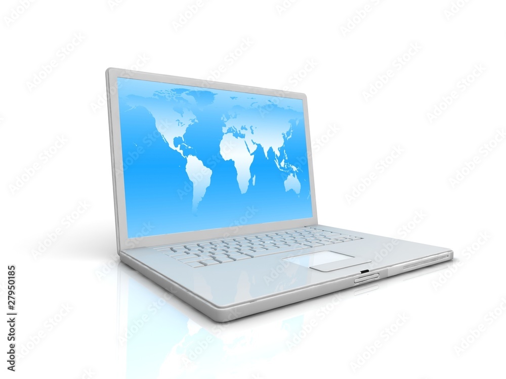 Professional Laptop on white background with reflection Professional Laptop on white background with reflection