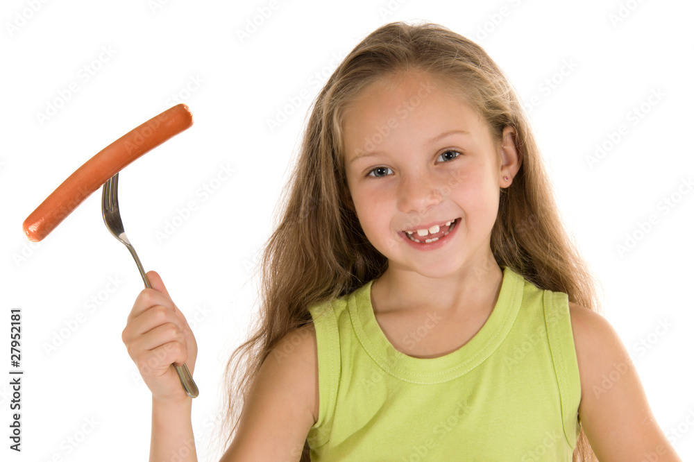 Girl eating sausage Girl eating sausage