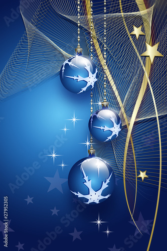 Blue Christmas background with  decorations