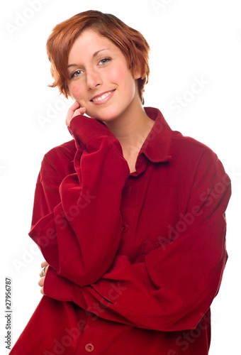 Pretty Red Haired Girl Wear...