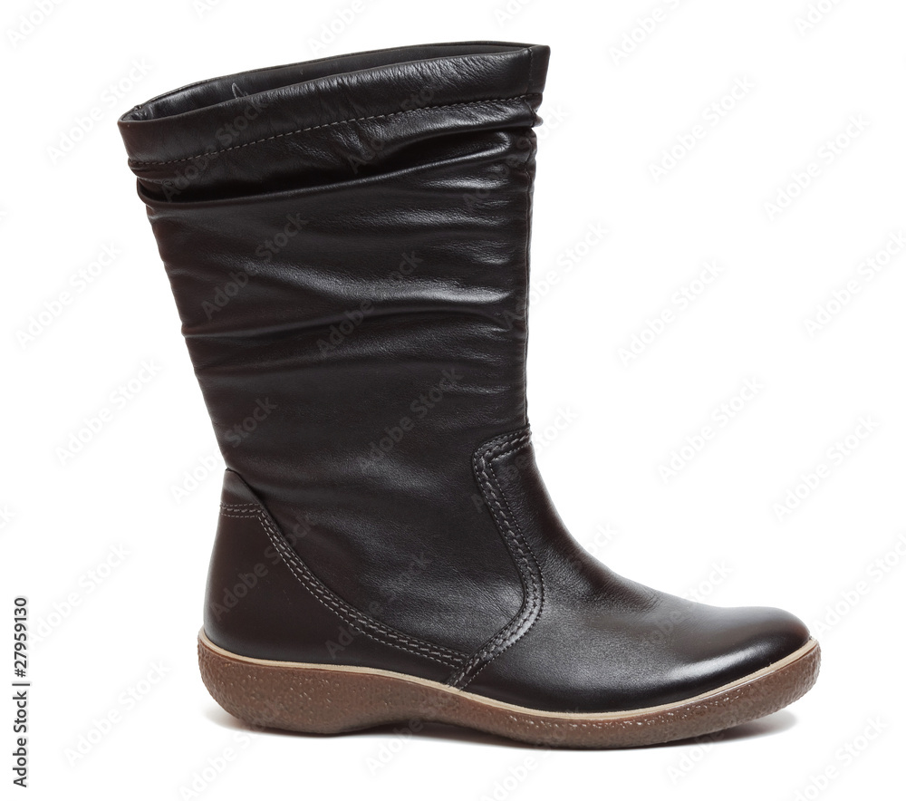 Female black boot isolated on the white