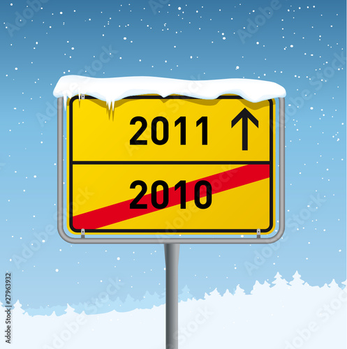 Schild 2011 mit Schnee