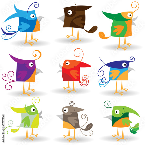 Funny cartoon birds collection