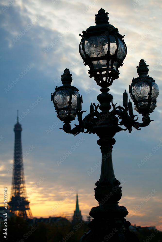 Street lamp and the Eiffel Tower Street lamp and the Eiffel Tower