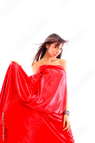 beautiful woman in red dress