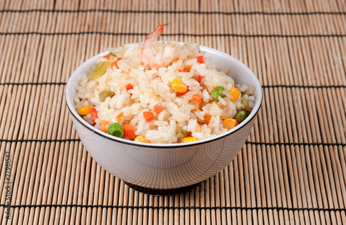 Fried rice with vegetables and prawn