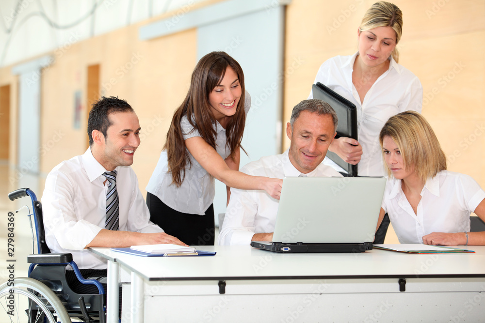 Fototapeta premium Group of office workers in a business meeting