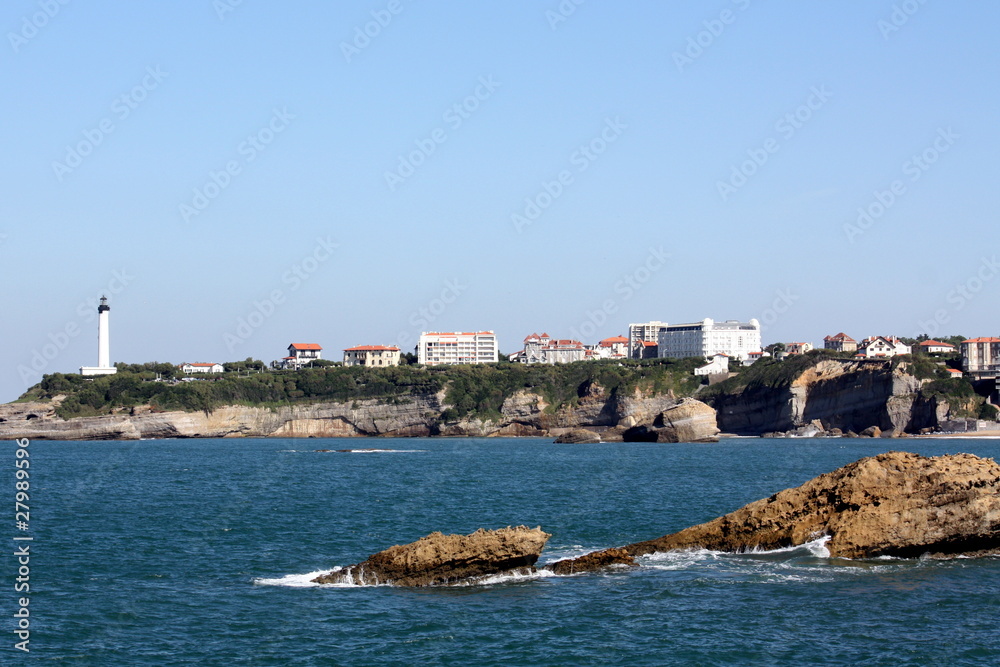 Rocks in the sea to Biarritz in South-West-France in Europe