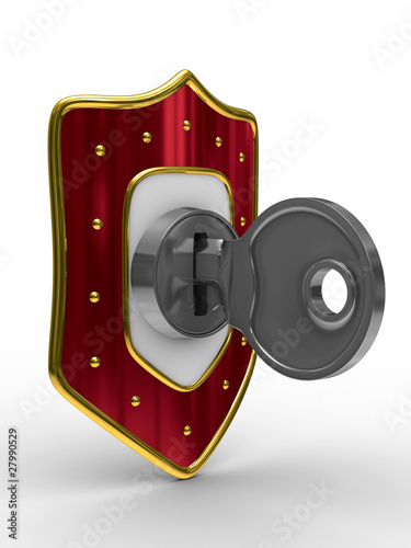 red shield with key. isolat...