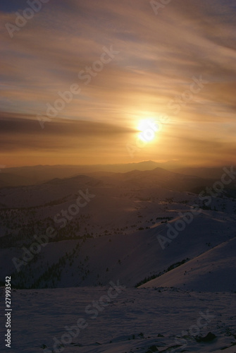 Western Sayan mountains. Ergaky. Siberia. Russia in winter time