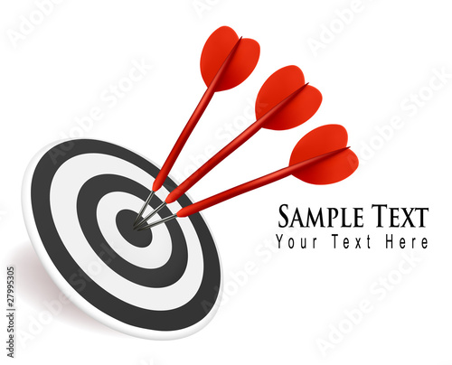 Three darts hitting a target. Success concept. Vector