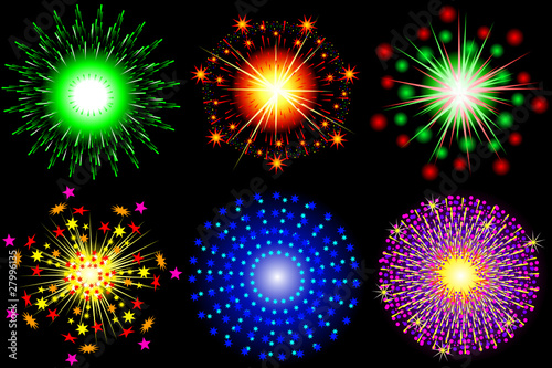 Fuegos artificiales con fondo negro