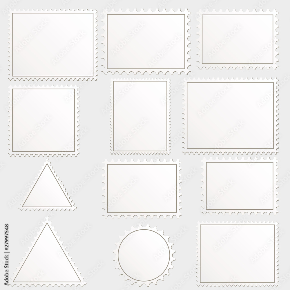 Obraz premium Wektor duży zestaw puste znaczki pocztowe inny kształt geometryczny
