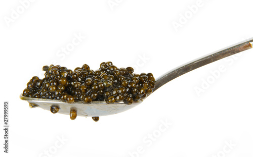 black caviar on the spoon