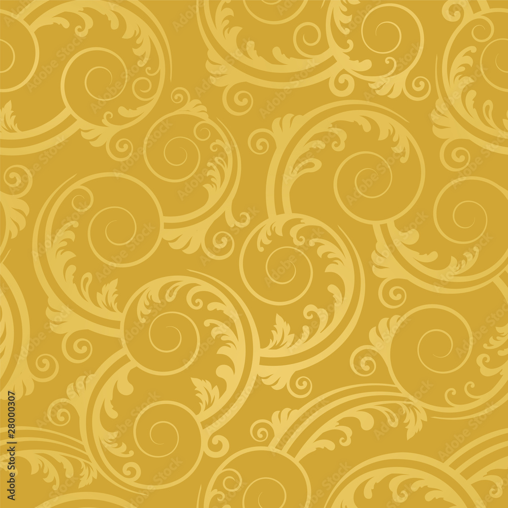 Seamless golden swirls and leaves wallpaper Seamless golden swirls and leaves wallpaper