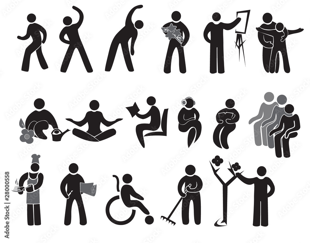 Fototapeta premium Icons of activities of people after 65+