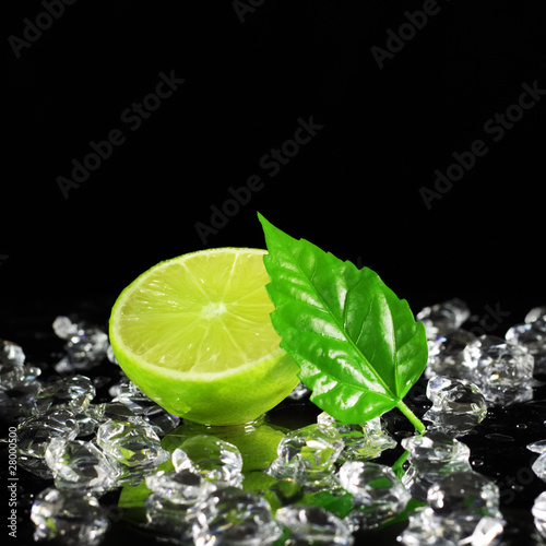 Lime on a black background